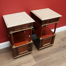 Load image into Gallery viewer, x SOLD Pair of Antique Bedside Tables, French Walnut, Gilt Brass Lamp Tables, Bedsides B11124
