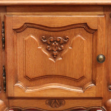 Load image into Gallery viewer, x SOLD Pair of Vintage French Bedside Cabinets, Carved Oak Lamp or Side Tables  B10919

