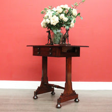 Load image into Gallery viewer, x SOLD Antique English Works Table, Lamp Bedside Table, Antique Mahogany Sewing Table B10313
