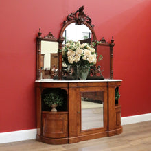 Load image into Gallery viewer, x SOLD Antique English Credenza Antique Burr Walnut and Marble Mirror Back Sideboard B10678
