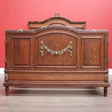 Load image into Gallery viewer, x SOLD Antique French Oak Double Bed, French Gilt Brass Bed includes Slats, Side Rails. B10530
