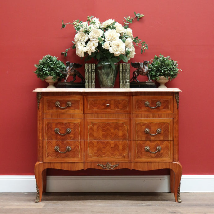 Antique French Chest of Drawers with Marble Top, Hall Cabinet Cupboard Sideboard B10570