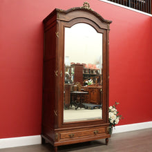 Load image into Gallery viewer, x SOLD Antique French Wardrobe, Armoire, Blind Bookcase, Linen Press.  Oak, Gilt Brass and Bevelled Mirror. B10532
