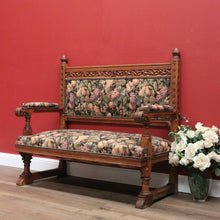 Load image into Gallery viewer, x SOLD Antique French Hall Settle Hall Seat Oak and Tapestry French Bench Seat Armchair B10810
