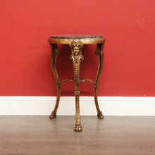 Load image into Gallery viewer, x SOLD Antique Italian Lamp Table Side Table, Gilt Cast Iron Marble Jardinière Stand B10480
