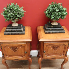 Load image into Gallery viewer, x SOLD Pair of Vintage French Bedside Cabinets, Carved Oak Lamp or Side Tables  B10919
