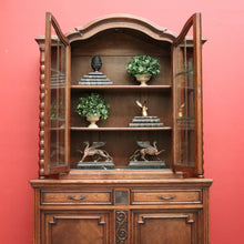 Load image into Gallery viewer, x SOLD Antique French Oak China Cabinet, 2 Height Bookcase with Turned Columns Buffet. B10214
