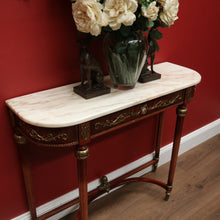 Load image into Gallery viewer, x SOLD Vintage Italian Walnut, Marble and Gilt Brass Hall Table, Lamp or Side Table B11252

