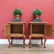 Load image into Gallery viewer, x SOLD Pair of Vintage French Bedside Cabinets, Carved Oak Lamp or Side Tables  B10919
