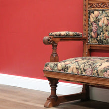 Load image into Gallery viewer, x SOLD Antique French Hall Settle Hall Seat Oak and Tapestry French Bench Seat Armchair B10810
