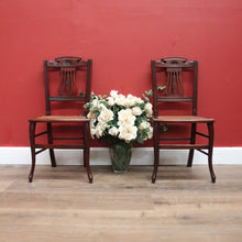 Load image into Gallery viewer, x SOLD Pair of Antique English Hall Chairs English Mahogany Lyre Back Chairs Cane Seats B11065
