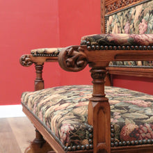 Load image into Gallery viewer, x SOLD Antique French Hall Settle Hall Seat Oak and Tapestry French Bench Seat Armchair B10810
