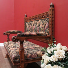 Load image into Gallery viewer, x SOLD Antique French Hall Settle Hall Seat Oak and Tapestry French Bench Seat Armchair B10810
