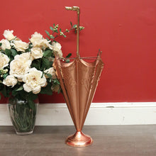 Load image into Gallery viewer, Antique French 1960&#39;s Umbrella Holder, Copper Brass for Walking Stick Umbrellas
