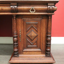 Load image into Gallery viewer, x SOLD Antique French Oak Office Desk, French Twin Pedestal Desk, 3 Drawer Desk in Oak. B10255
