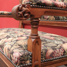 Load image into Gallery viewer, x SOLD Antique French Hall Settle Hall Seat Oak and Tapestry French Bench Seat Armchair B10810
