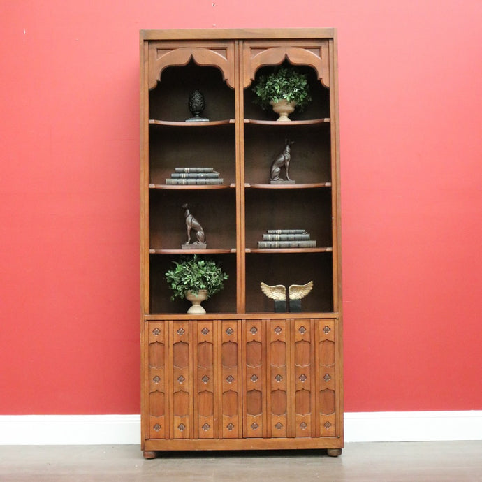 Vintage Drexel, Van Treight Bookcase Cabinet, Gothic Style Display Cupboard
