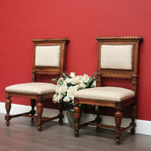 Load image into Gallery viewer, x SOLD Pair of Chairs, Church Hall Chairs, Antique French Walnut and Fabric Chairs. B10372
