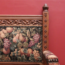 Load image into Gallery viewer, x SOLD Antique French Hall Settle Hall Seat Oak and Tapestry French Bench Seat Armchair B10810
