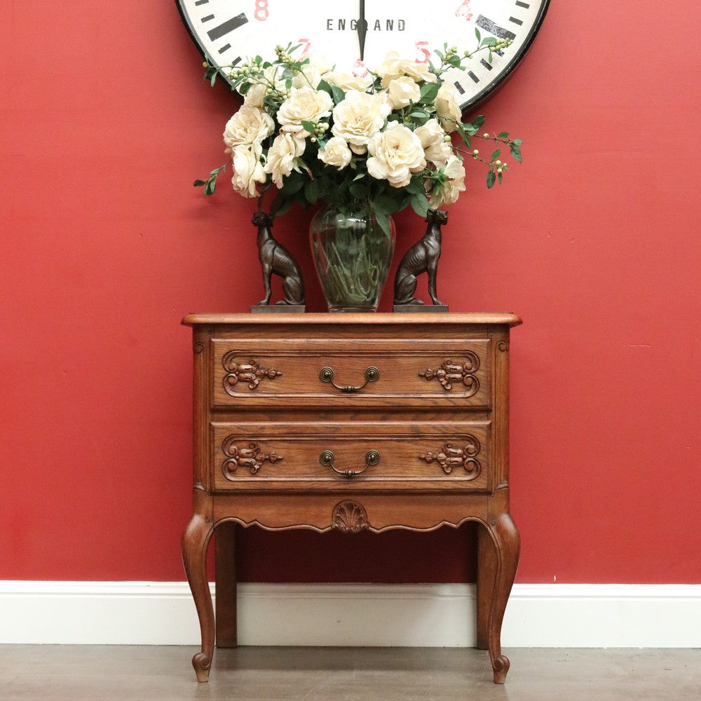 Vintage French Chest of Drawers, French 2 Drawer Hall Cabinet Bedside Lamp Table B10461