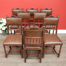 Load image into Gallery viewer, x SOLD Set of 8 Antique French Dining Chairs, Kitchen Chairs with Brass Studs to Seats. B10281
