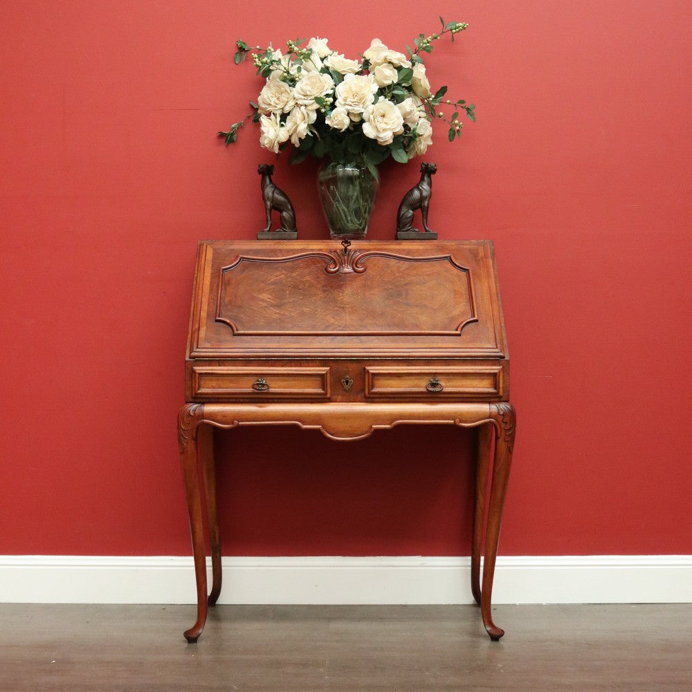 Antique French Writing Bureau, Walnut and Burr Walnut Desk Office Desk Bureau. B10337
