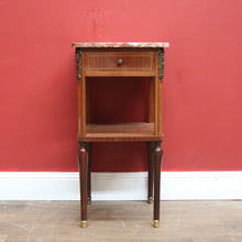 Load image into Gallery viewer, Antique French Lamp Table, French Bedside Table.  Marble, Walnut and Gilt Brass B11076
