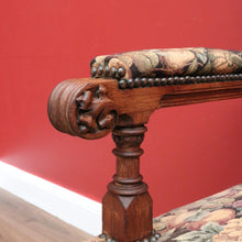 Load image into Gallery viewer, x SOLD Antique French Hall Settle Hall Seat Oak and Tapestry French Bench Seat Armchair B10810
