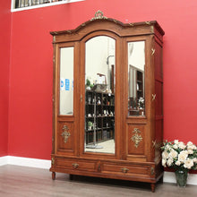 Load image into Gallery viewer, x SOLD Antique French Oak &amp; Mirror Door Wardrobe Armoire with Bevelled Mirrors, Gilt Brass mounts with drawers. B10531
