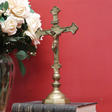 Load image into Gallery viewer, x SOLD Vintage Brass Crucifix, Free Standing Cross, Jesus on Cross, Home Worship Cross B10897
