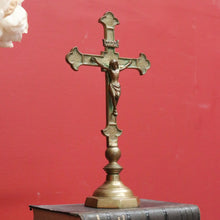 Load image into Gallery viewer, x SOLD Vintage Brass Crucifix, Free Standing Cross, Jesus on Cross, Home Worship Cross B10897
