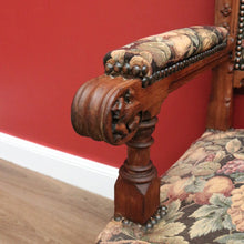Load image into Gallery viewer, x SOLD Antique French Hall Settle Hall Seat Oak and Tapestry French Bench Seat Armchair B10810
