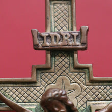 Load image into Gallery viewer, x SOLD Vintage Brass Crucifix, Free Standing Cross, Jesus on Cross, Home Worship Cross B10897
