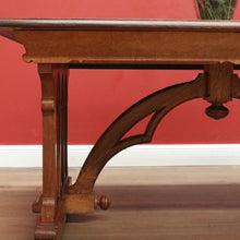 Load image into Gallery viewer, x SOLD Antique French Dining Table or Office Desk with Church Window Pedestal Stretcher B11505
