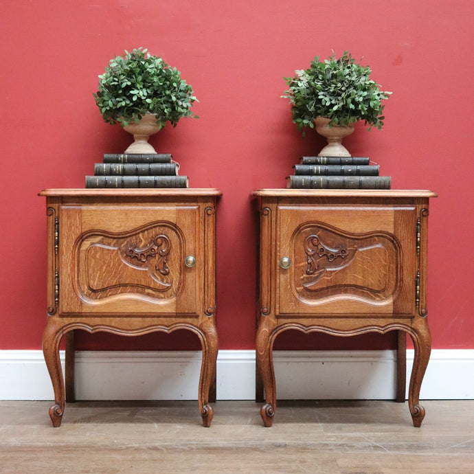 A pair of French Oak Lamp Tables, Side Tables, Bedside Tables. Two hall Cabinets B10920