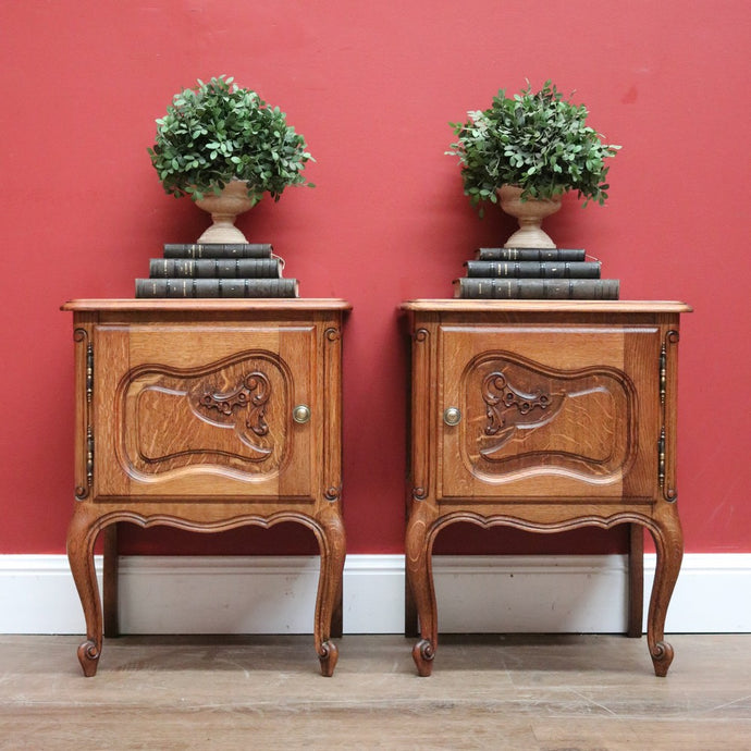 A pair of French Oak Lamp Tables, Side Tables, Bedside Tables. Two hall Cabinets B10920