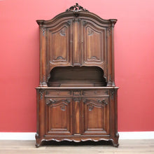 Load image into Gallery viewer, Antique French Walnut 2 Section Carved Buffet Bookcase Display China Cabinet. B11915
