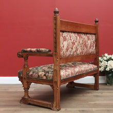 Load image into Gallery viewer, x SOLD Antique French Hall Settle Hall Seat Oak and Tapestry French Bench Seat Armchair B10810
