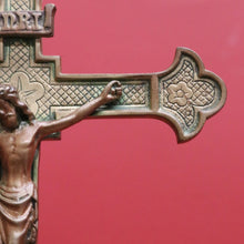 Load image into Gallery viewer, x SOLD Vintage Brass Crucifix, Free Standing Cross, Jesus on Cross, Home Worship Cross B10897

