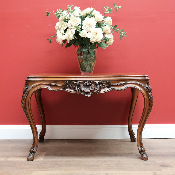 Antique French Walnut Centre Table, Hall, Foyer, Sofa Table Carved Apron & Legs  B10644