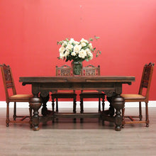 Load image into Gallery viewer, Antique French Table, French Oak 2 Leaf Extension Dining Kitchen Table Stretcher B10449
