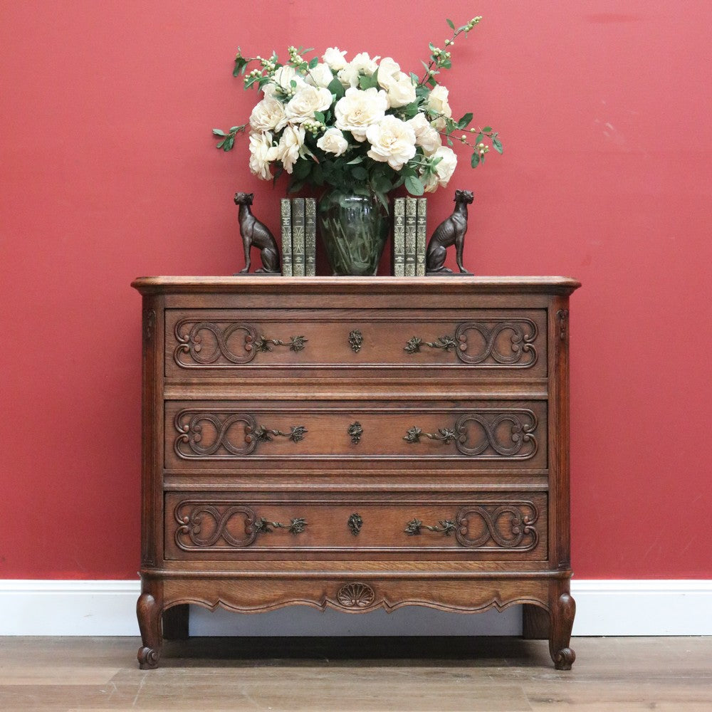 Antique French Oak Chest of Drawers, Antique French Hall Cupboard with Drawer B10866