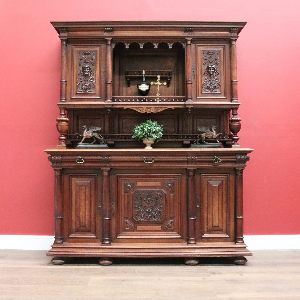 Antique Sideboard, French Walnut Sideboard, Buffet Cabinet Cupboard with Drawers B10852
