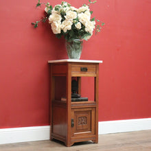 Load image into Gallery viewer, x SOLD Antique French Bedside Table, Lamp or Side Table, Marble Top and Brass Handles B10915

