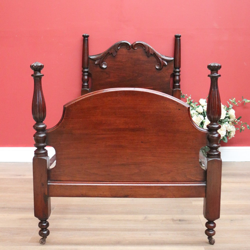 x SOLD Antique Australian Cedar Single Carved Bed, Head, Foot and rails B10733