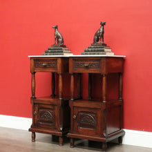 Load image into Gallery viewer, x SOLD Pair of French Bedside Tables, Antique French Oak and Marble Lamp Table Bedsides B10150

