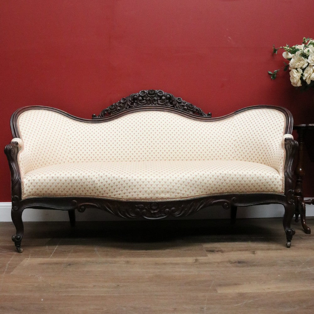 Antique English Chaise, Sofa, Lounge.  Mahogany Settee, 3 seat Armchair Lounge B10971