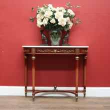 Load image into Gallery viewer, x SOLD Vintage Italian Walnut, Marble and Gilt Brass Hall Table, Lamp or Side Table B11252
