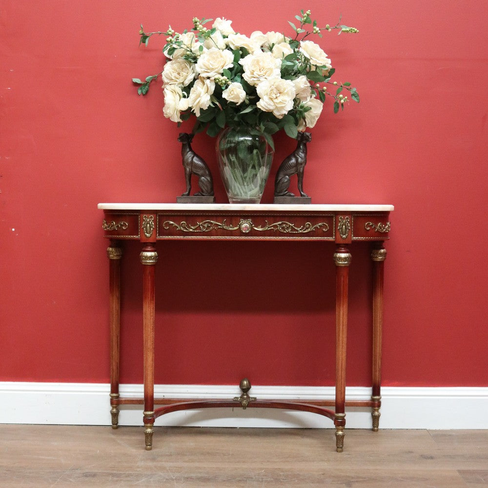 x SOLD Vintage Italian Walnut, Marble and Gilt Brass Hall Table, Lamp or Side Table B11252