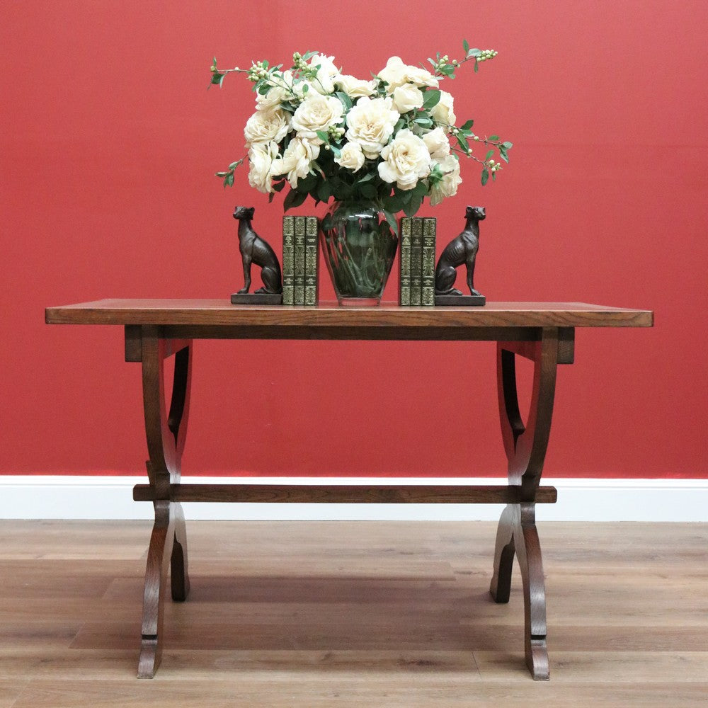 x SOLD Antique French Oak Table, Foyer Entry Table, Desk. Cross Pedestal Dining Table B10561